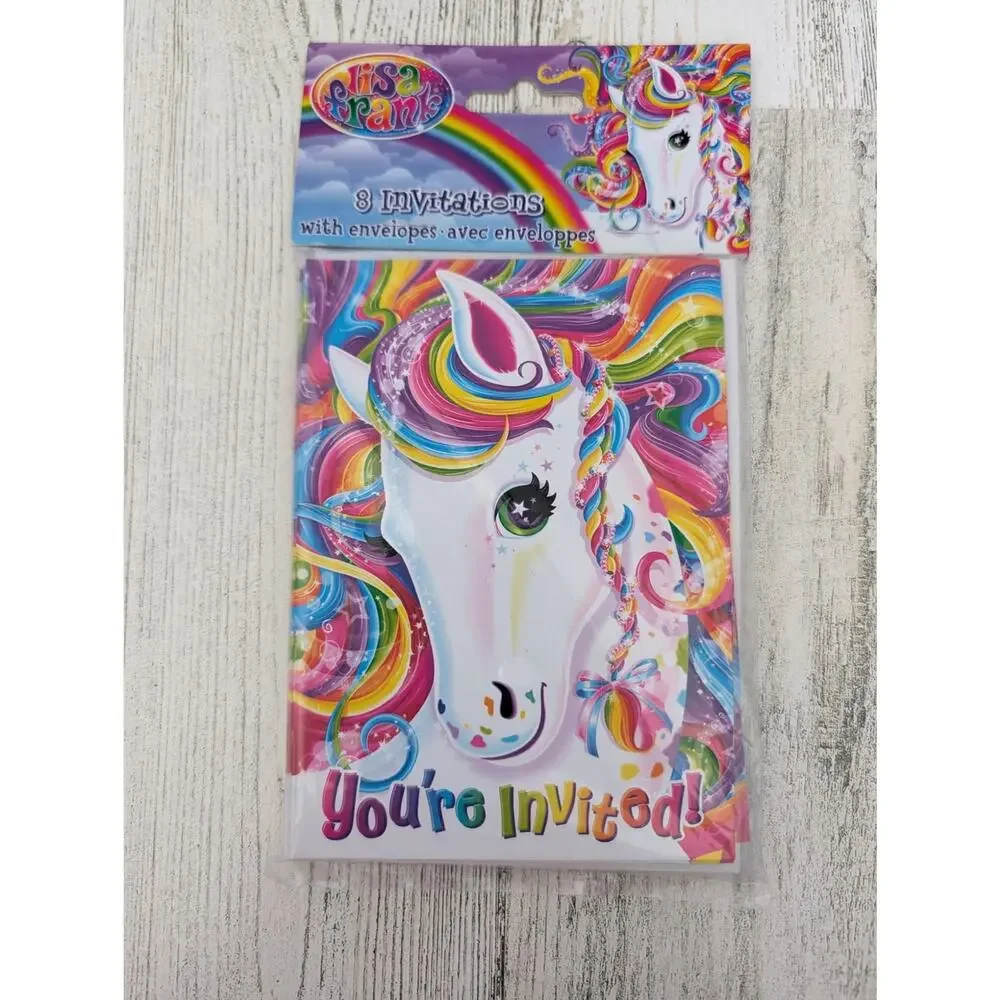 Lisa Frank Rainbow Majesty Party Bundle Napkins Plates Invitations Y2K 90s NEW